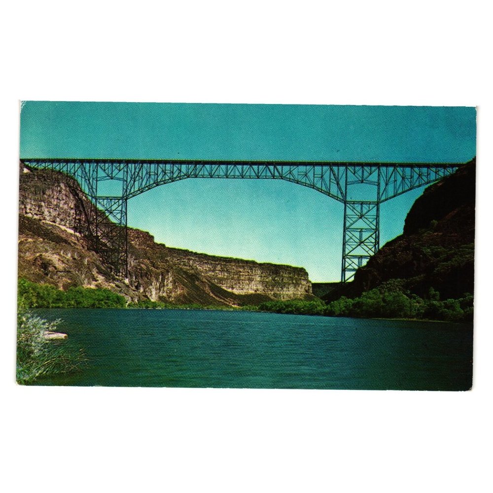 Vintage Postcard Perrine Memorial Bridge Twin Falls Jerome Counties Idaho River
